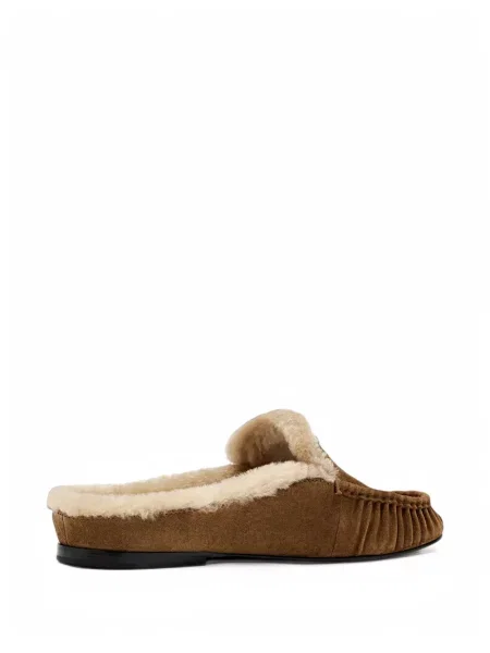 Papuci tip mules Vince din piele de oaie maro