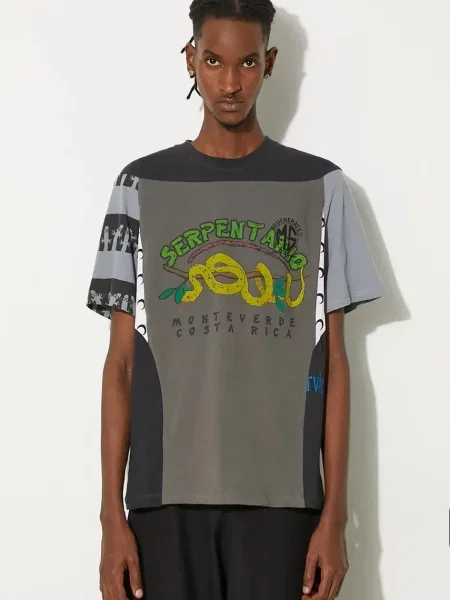 Marine Serre tricou Regenerated Graphic T-Shirts Regular Fit T-Shirt barbati modelator gri