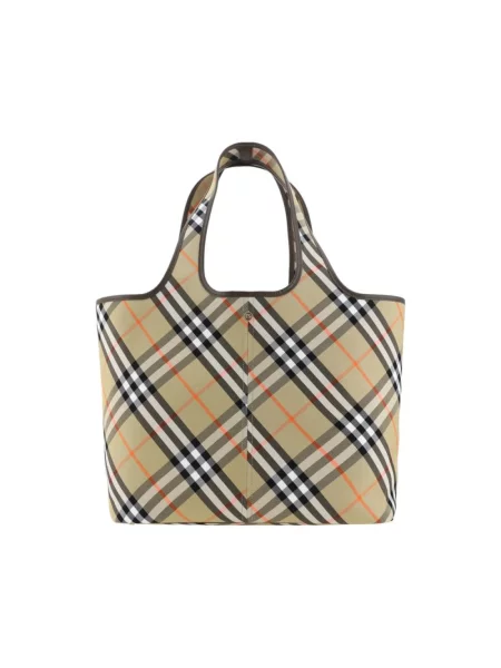 Wielobarwność shopperka Burberry płócienna w kratkę beżowa