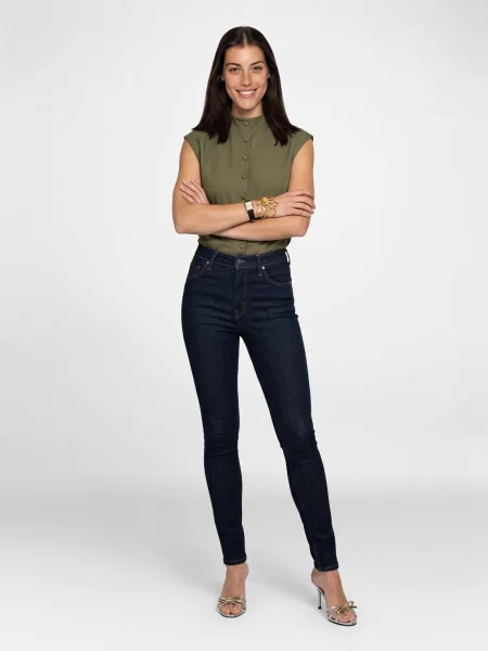 Skinny fit džínsy Levi's 721 s vysokým pásom modrá