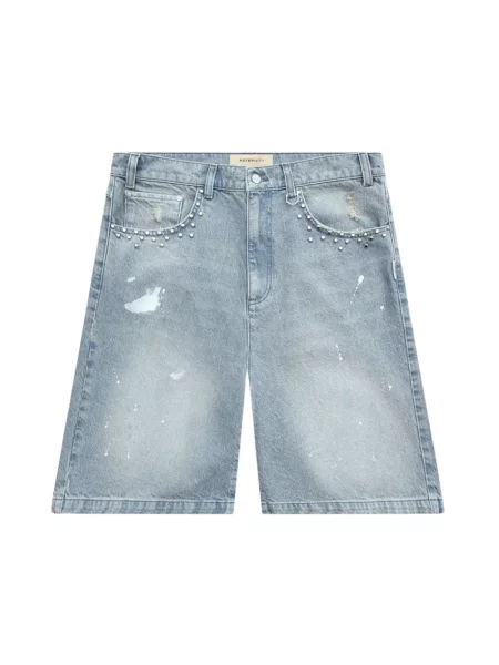 Szorty jeansowe Reternity z ćwiekami niebieskie