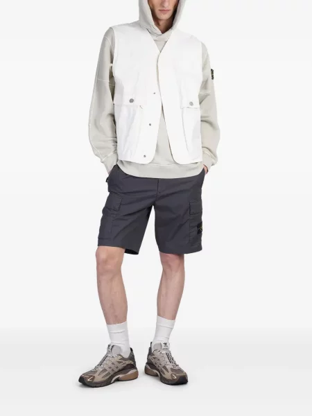 Geacă Stone Island cu glugă cu strasuri alb