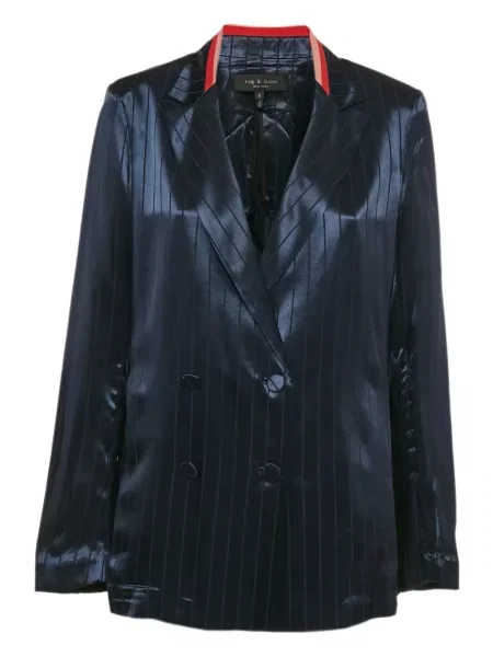 Sacou Rag & Bone din satin cu dungi albastru