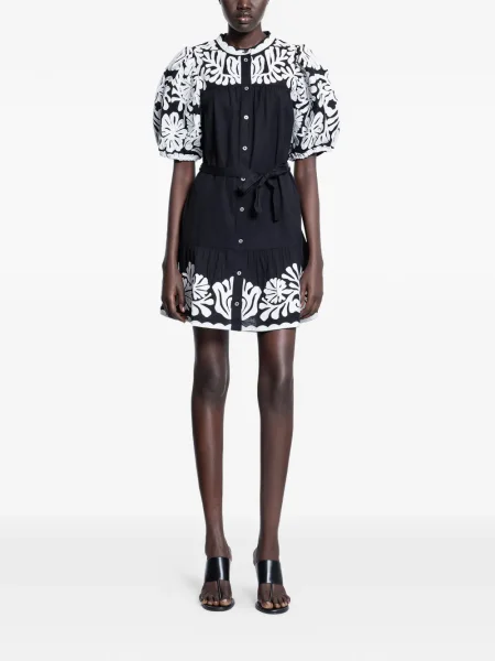 Haftowana sukienka mini Sea w kwiatki garniturowa czarna