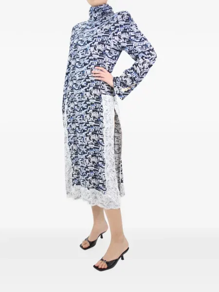 Rochie midi Rowen Rose din dantelă albastru