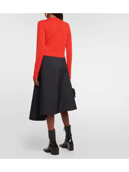 Volneni pulover Jil Sander rdeča