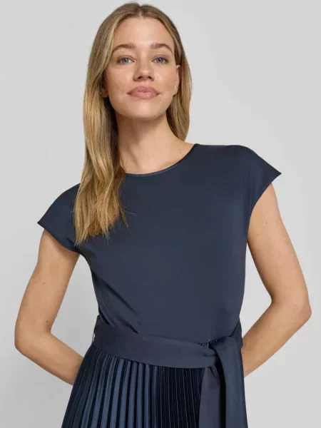Sukienka casualowa o kroju regular fit z plisowaną spódnicą model GELA' Weekend Max Mara granatowa
