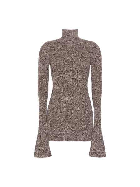 Sweter z golfem Sportmax wełniany do golfa brązowy