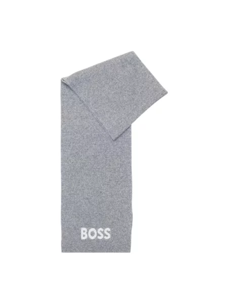 Dzianinowa szal Boss z nadrukiem szara