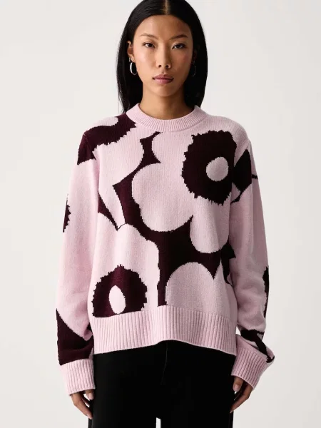 Marimekko pulover pentru femei din lână roz