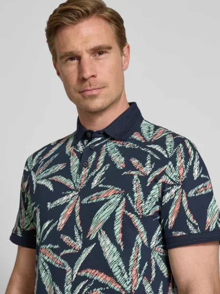 Koszulka polo o kroju regular fit z mieszanki bawełny i elastanu Tom Tailor granatowe