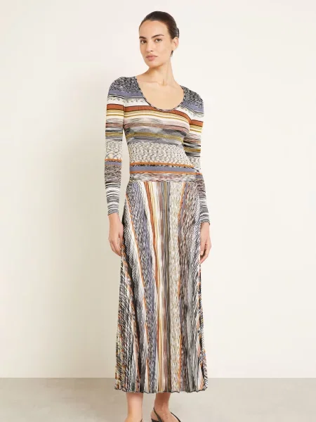 Missoni Sukienka Z Plisami braun szara
