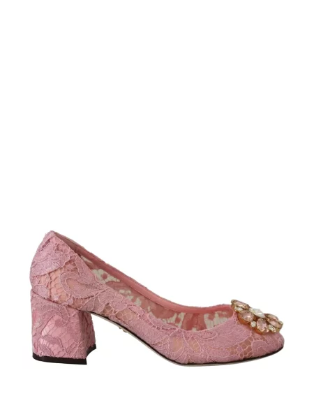 Pantofi cu toc Dolce & Gabbana cu model floral din dantelă roz