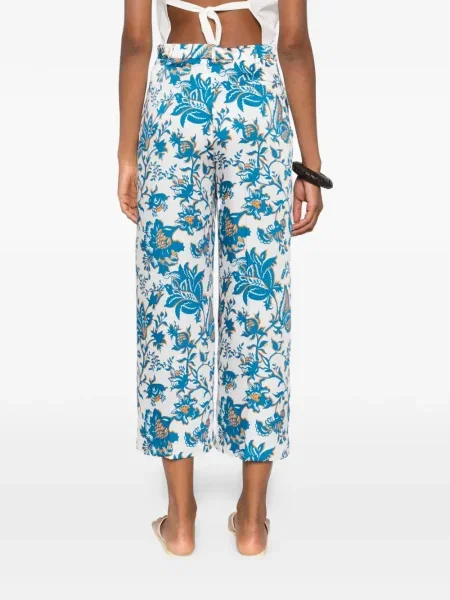 Pantaloni Etro cu model floral alb