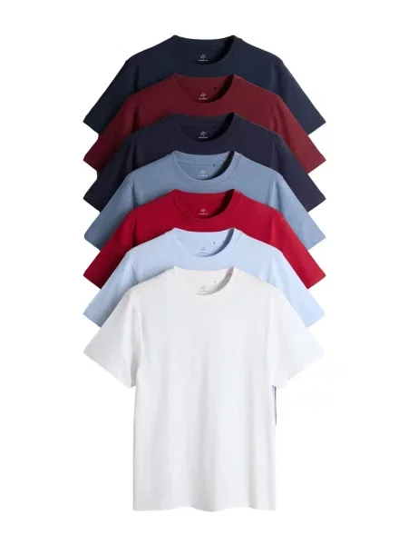 The Set Tricou albastru noapte / albastru deschis / roși aprins alb