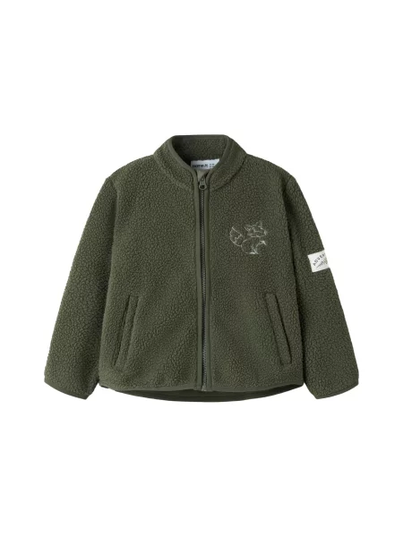 NAME IT Jachetă fleece NMMOWE deschis / verde închis gri