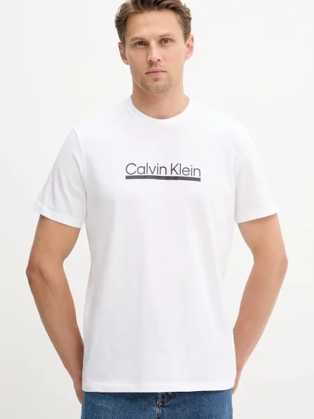 Тениска Calvin Klein с принт бяло