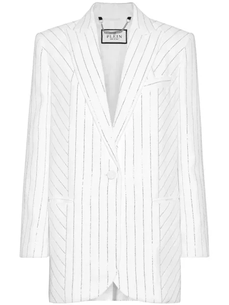 Sacou Philipp Plein cu dungi de cristal alb