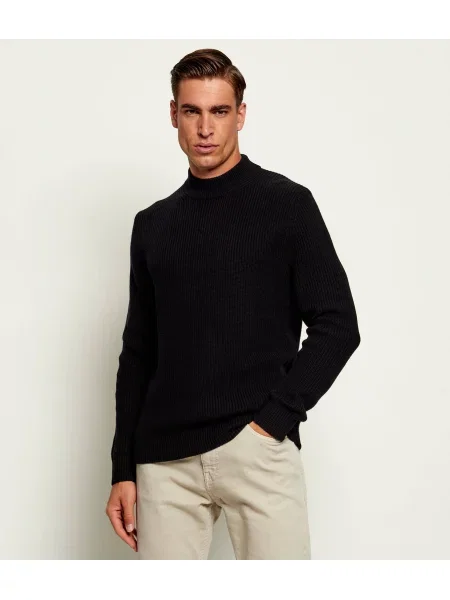 Pulover Joop! Jeans de lână cu guler înalt negru