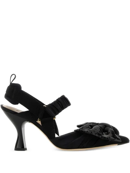 Pantofi cu toc Fendi cu funde negru