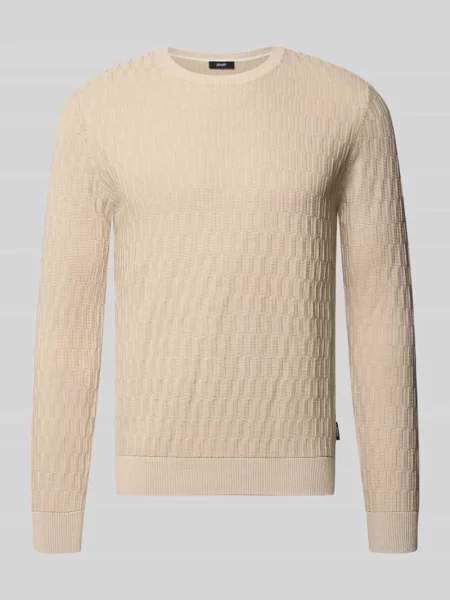 Sweter o kroju regular fit z bawełny model Joop! Collection beżowy