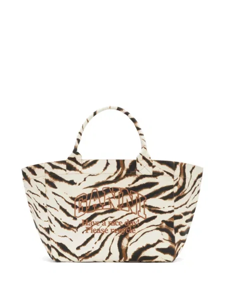Geantă shopper Ganni cu imagine cu model zebră