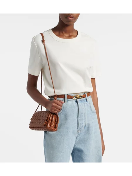 Tricou Bottega Veneta din jerseu alb