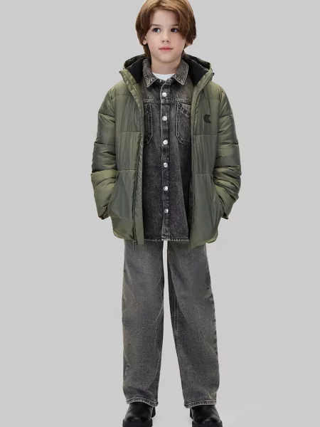 Calvin Klein Jeans капитонирано яке за деца зелено