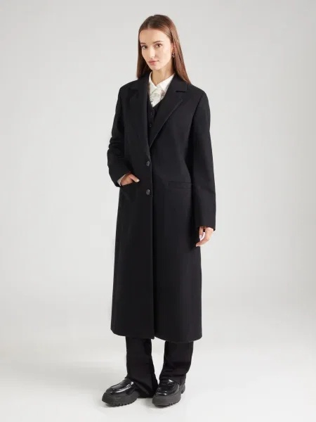 HUGO Volneni plašč Mojeni črna