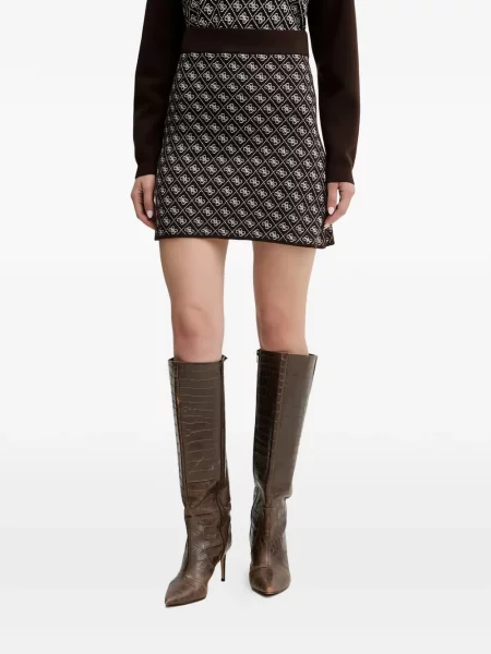 Fusta mini Guess cu imagine maro