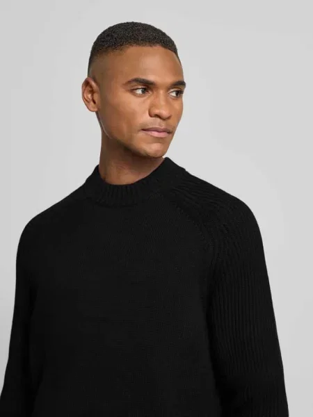 Sweter z dzianiny o kroju regular fit z czystej bawełny model ‘DERECK’ Selected Homme czarny