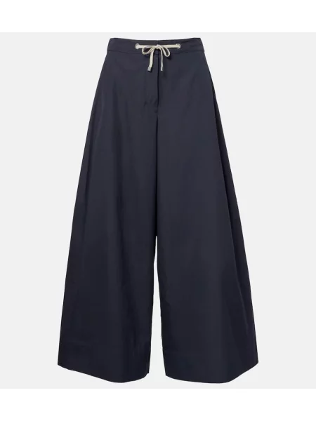 Szerokie spodnie S Max Mara popelinowe niebieskie