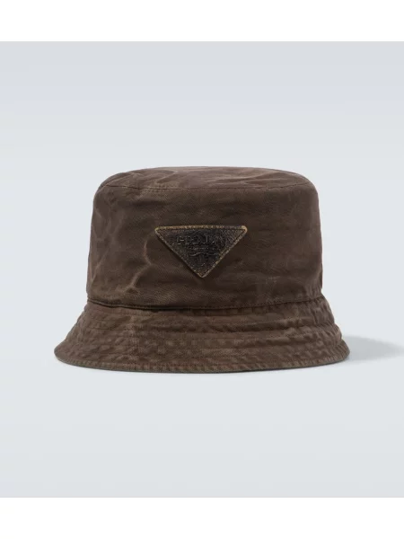 Klobuk bucket Prada z avtogramom rjava