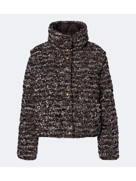 Bouclé geacă cu puf Moncler maro
