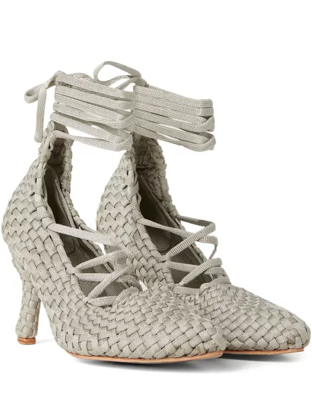Pantofi cu toc Isa Boulder din piele argintiu