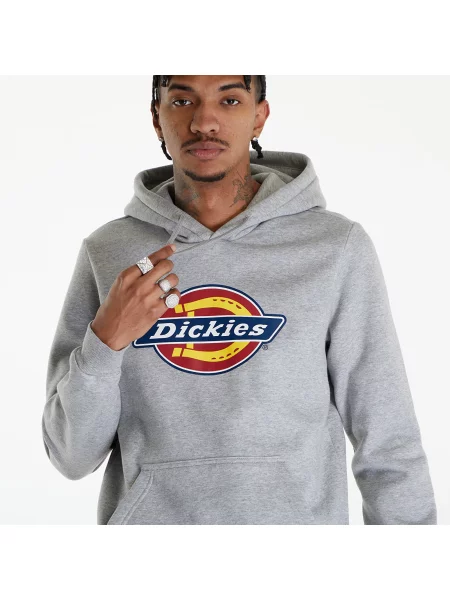 Меланжов суичър с качулка Dickies с принт сиво