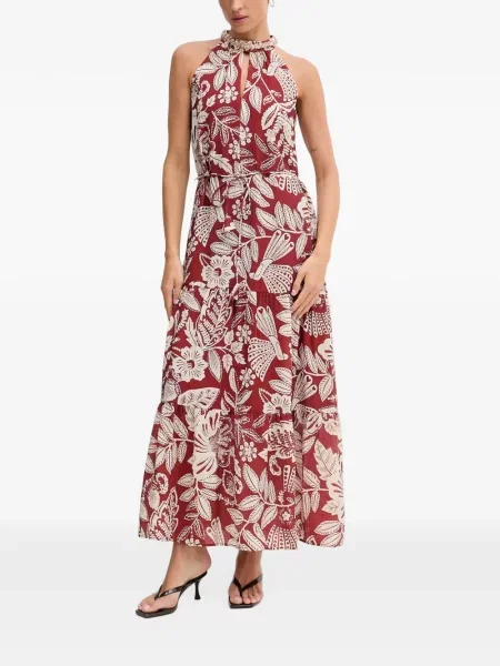Gulerat rochie maxi Oui cu model floral cu imagine roșu