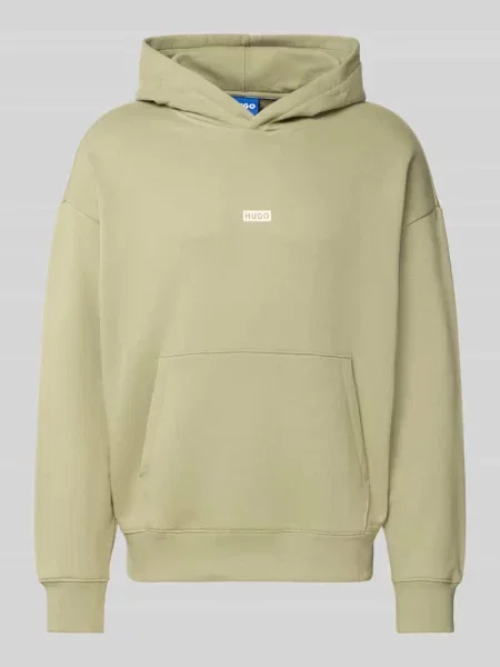 Bluza z kapturem o kroju regular fit z czystej bawełny model Nazardo' Hugo Blue niebieska