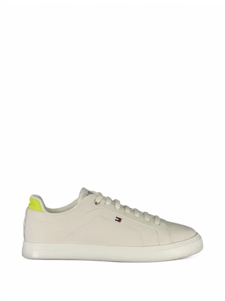 Sneakerși Tommy Hilfiger cu șireturi din dantelă cu autograf alb