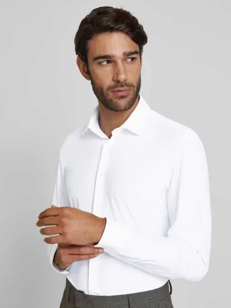 Super krój slim fit koszula biznesowa z kołnierzykiem kent Jake*s biała