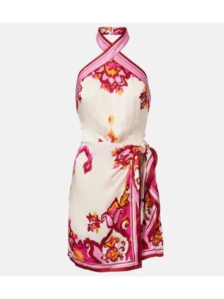 Rochie Poupette St Barth din satin cu imagine roz