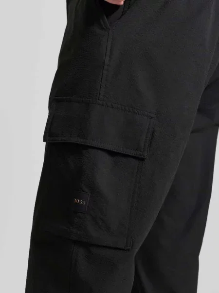 Spodnie cargo o kroju relaxed fit z szlufkami na pasek model SRACKY' Boss Orange czarne