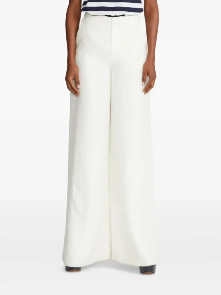 Pantaloni Ralph Lauren Collection de mătase alb