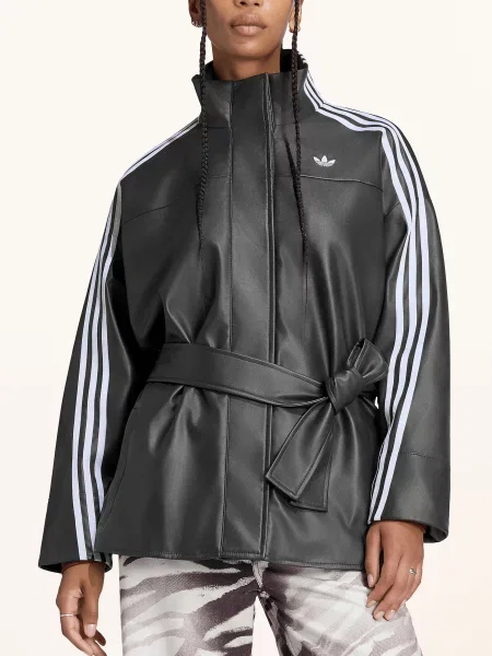 Adidas Originals Bunda V Koženém Vzhledu černá bílá