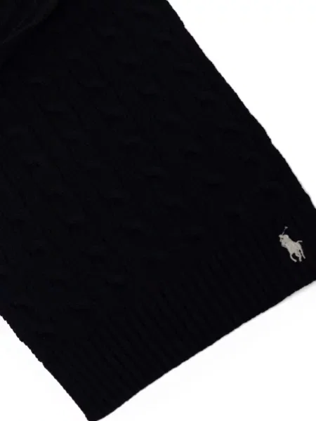 Fular Polo Ralph Lauren din piele de căprioară cu franjuri albastru