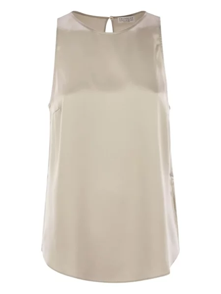 Satynowa bluzka Brunello Cucinelli bez rękawów