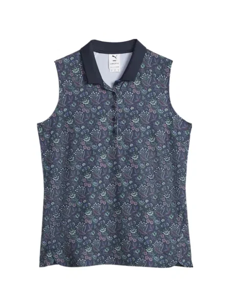 Tricou polo Puma cu model floral cu imagine albastru