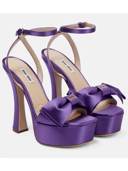 Satenaste sandali Miu Miu s platformo vijolična