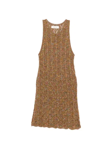 Rochie mini Circus Hotel cu paiete tricotate maro