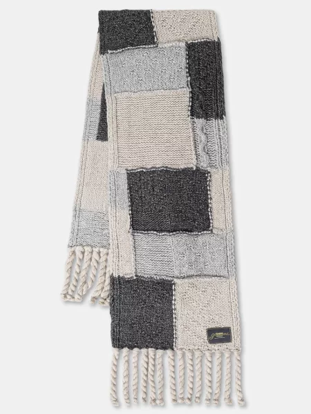 GANNI szalik z dodatkiem wełny Wool Cotton Bubble wzorzysty szary